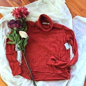 Free People, M, Turtleneck, Sweater, Rust Red